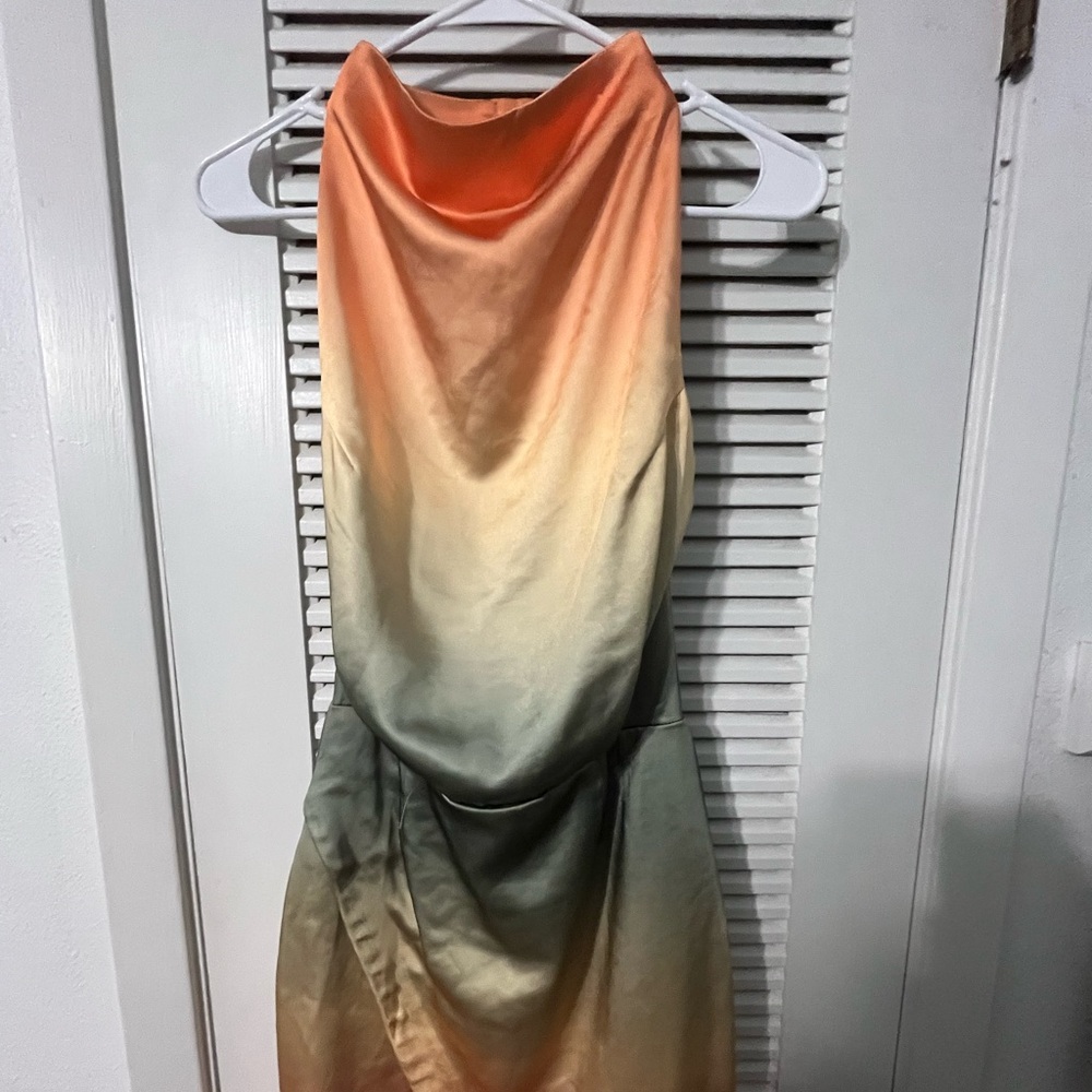 Ombré backless dress with clip on halter.